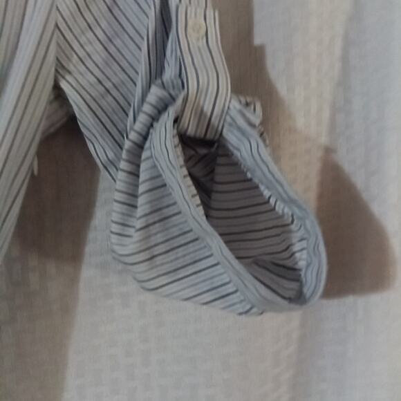 J. Crew Midi Shirt Dress Navy Blue Stripe Size 4 Long Sleeve Tie-Waist Preppy - Picture 6 of 6